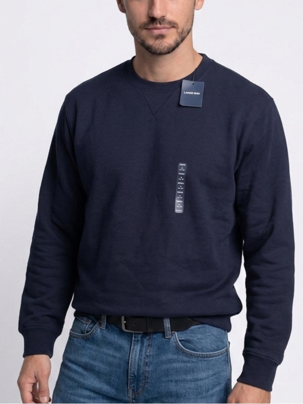 Lands’ End Navy Crewneck Sweatshirt XL NWT Cotton Blend Fleece Pullover